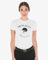 Equestro Women's Monaco Cotton T-Shirt With Rhinestones #colour_white