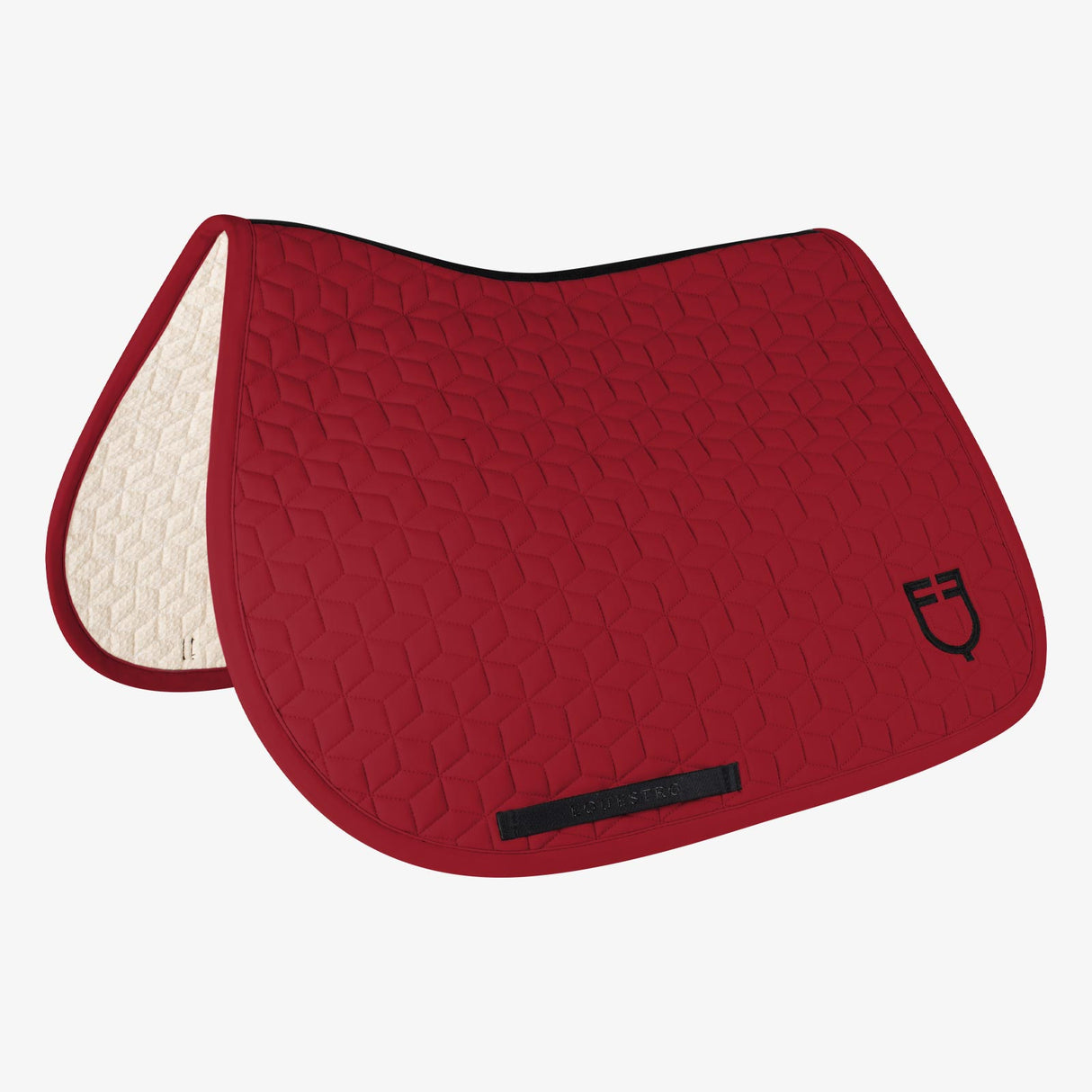 Equestro Jumping Saddle Pad Cube Quilting #colour_burgundy