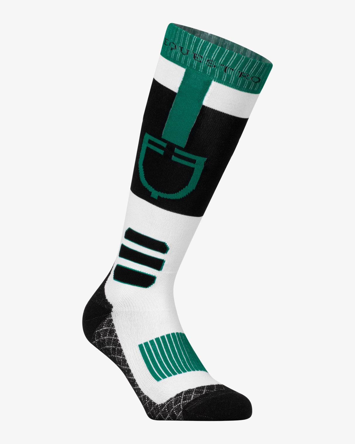 Equestro Sock In Technical And Breathable Fabric With Logo #colour_green-black-white