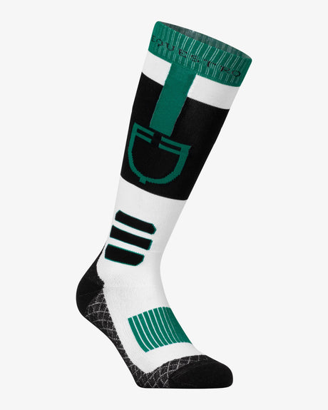 Equestro Sock In Technical And Breathable Fabric With Logo #colour_green-black-white
