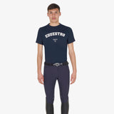 Equestro Men's Horse Club Cotton T-Shirt #colour_blue