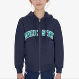 Equestro Kids' Hoodie With Zip And Sponge Lettering #colour_blue-green