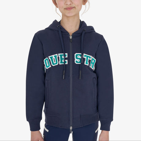 Equestro Kids' Hoodie With Zip And Sponge Lettering #colour_blue-green