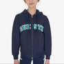 Equestro Kids' Hoodie With Zip And Sponge Lettering #colour_blue-green