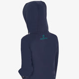 Equestro Kids' Hoodie With Zip And Sponge Lettering #colour_blue-green