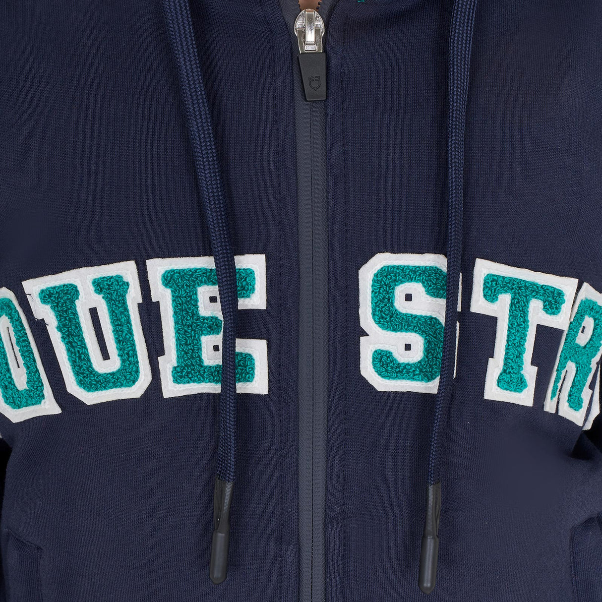 Equestro Kids' Hoodie With Zip And Sponge Lettering #colour_blue-green
