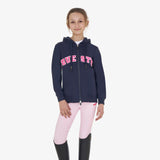 Equestro Kids' Hoodie With Zip And Sponge Lettering #colour_blue-fuscia