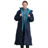 EQUIDRY Women's Thick Fleece Evolution Stowaway Hood #colour_navy-turquoise