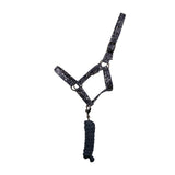 Hy Equestrian Elevate Allure Head Collar & Lead Rope #colour_navy-gun-metal-grey