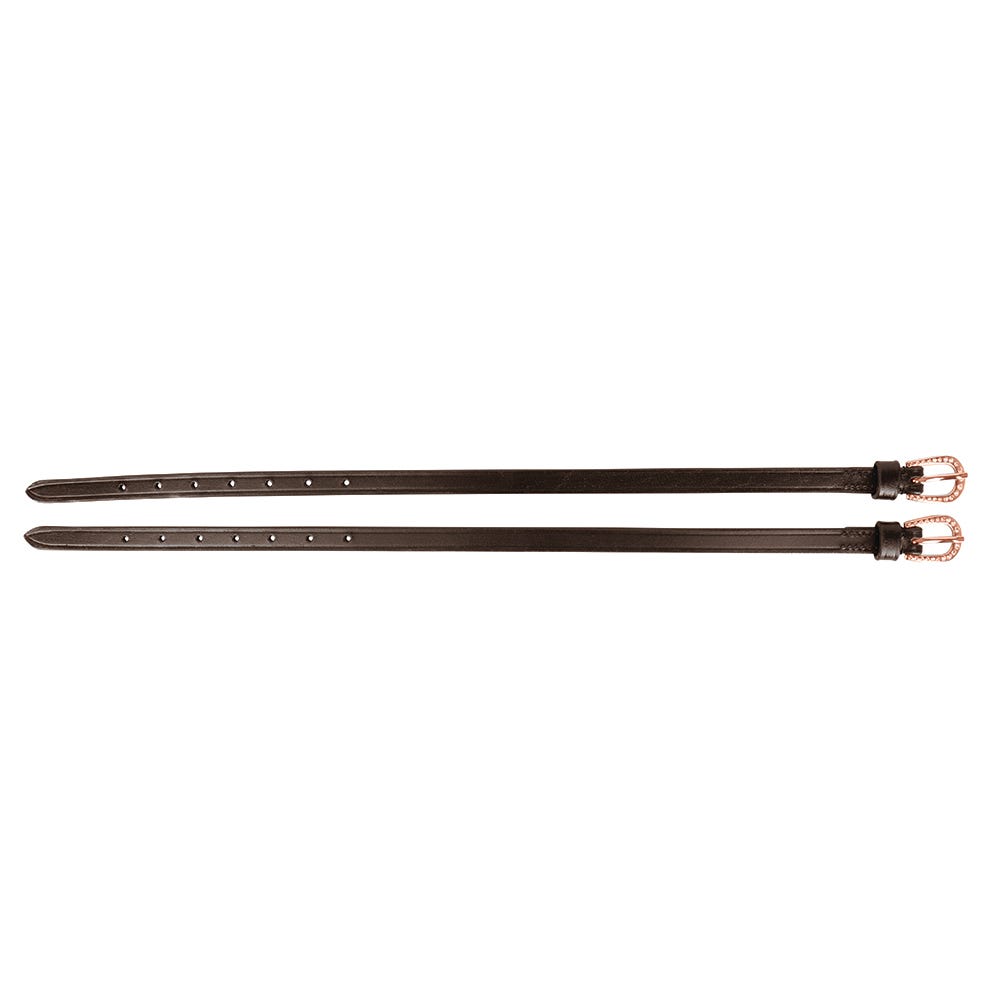 Hy Equestrian Diamante Spur Straps #colour_brown-rose-gold