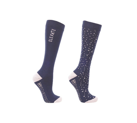 Hy Equestrian Elevate Allure Mizs Socks Pack of 2 #colour_navy