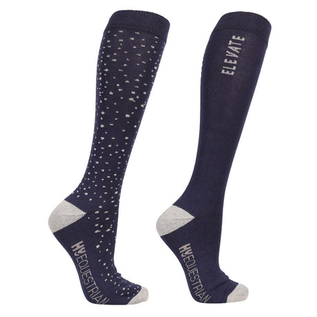 Hy Equestrian Elevate Allure Socks Pack of 2 #colour_navy