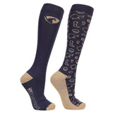 Hy Equestrian Elevate Country Socks Pack of 2 #colour_navy-fossil