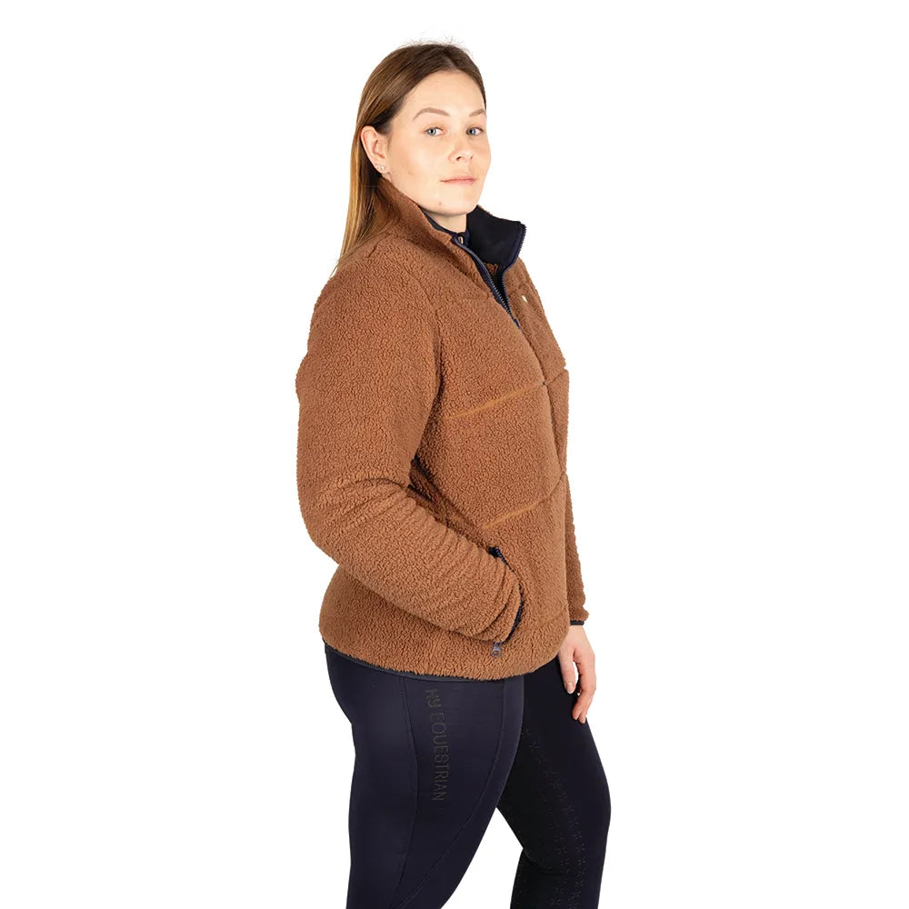 Hy Equestrian Elevate Style Teddy Fleece Jacket #colour_brown