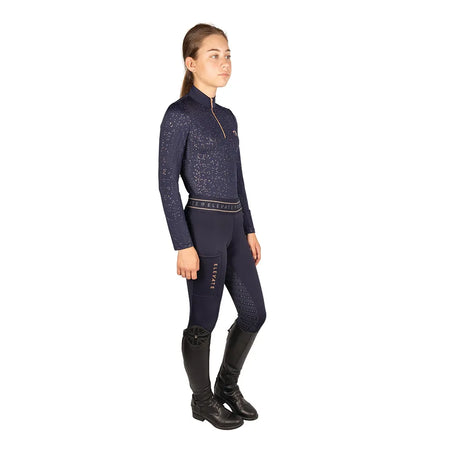 Hy Equestrian Elevate Allure Mizs Riding Tights #colour_navy-rose-gold