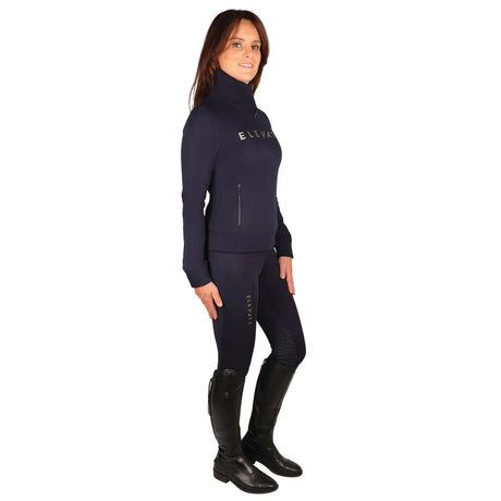 Hy Equestrian Ladies Elevate Allure Cross Neck Jumper #colour_navy