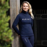 Hy Equestrian Ladies Elevate Allure Cross Neck Jumper #colour_navy