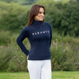 Hy Equestrian Ladies Elevate Allure Cross Neck Jumper #colour_navy