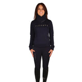Hy Equestrian Ladies Elevate Allure Cross Neck Jumper #colour_navy