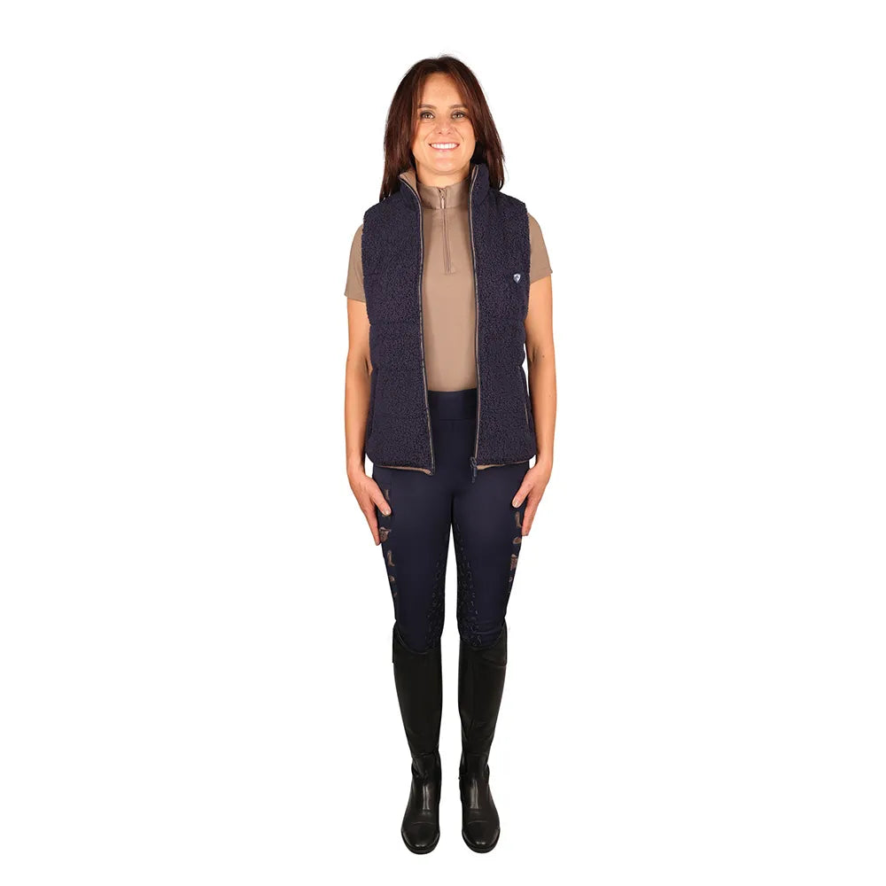 Hy Equestrian Ladies Elevate Country Teddy Fleece Gilet #colour_navy