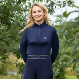 Hy Equestrian Ladies Elevate Allure Base Layer #colour_navy-gun-metal-grey