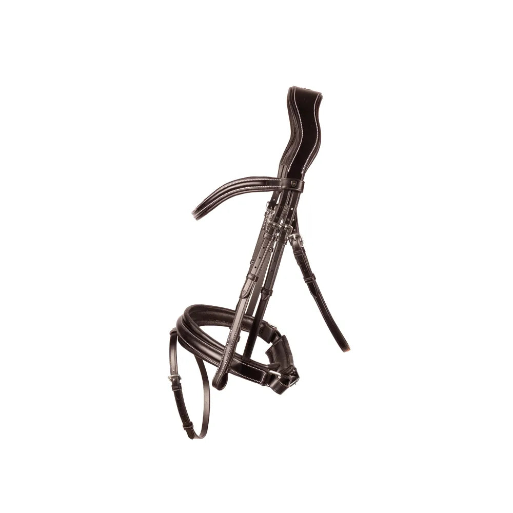 ProPresicce Pelle Crank Leather Bridle by Hy Equestrian #colour_brown-silver
