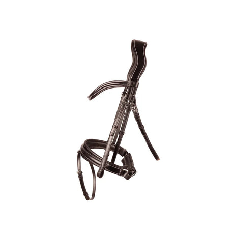 ProPresicce Pelle Crank Leather Bridle by Hy Equestrian #colour_brown-silver