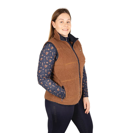 Hy Equestrian Elevate Style Teddy Fleece Gilet #colour_brown