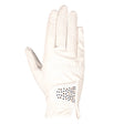 Hy Equestrian Shimmer Riding Gloves #colour_white-with-navy-rose-gold-diamantos