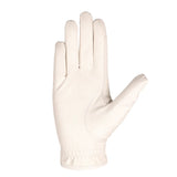 Hy Equestrian Shimmer Riding Gloves #colour_white-with-navy-rose-gold-diamantos