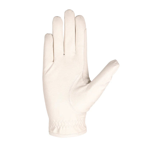 Hy Equestrian Shimmer Riding Gloves #colour_white-with-navy-rose-gold-diamantos