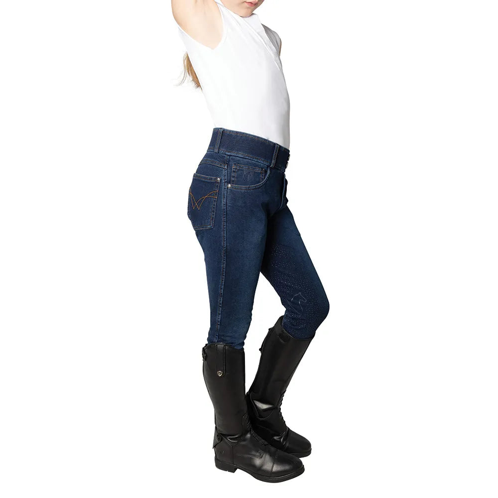 Hy Equestrian Elevate Mizs Style Denim Breeches #colour_dark-blue