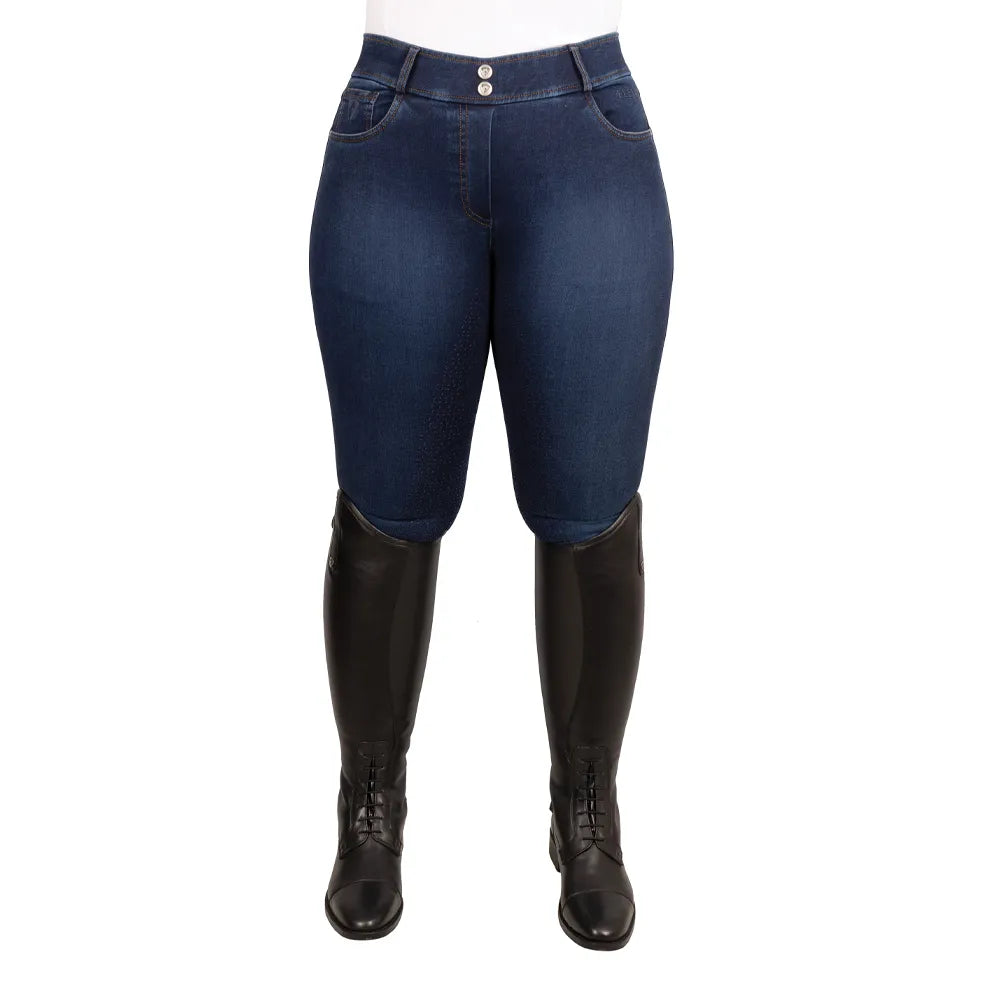 Hy Equestrian Elevate Style Denim Breeches #colour_dark-blue