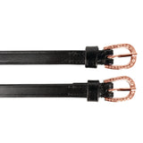 Hy Equestrian Children's Diamante Spur Straps #colour_black-rose-gold