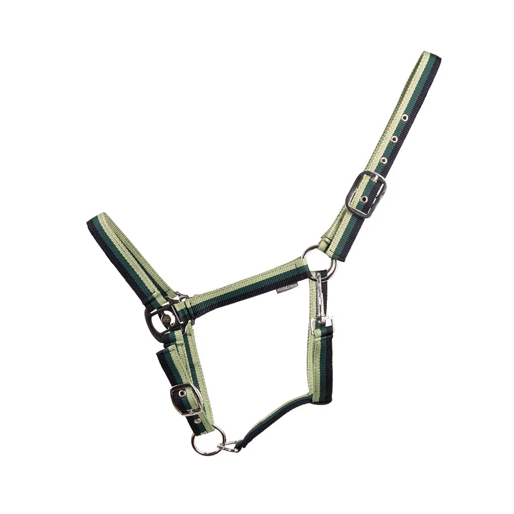 Hy Equestrian Trinity Head Collar #colour_navy-green-light-green