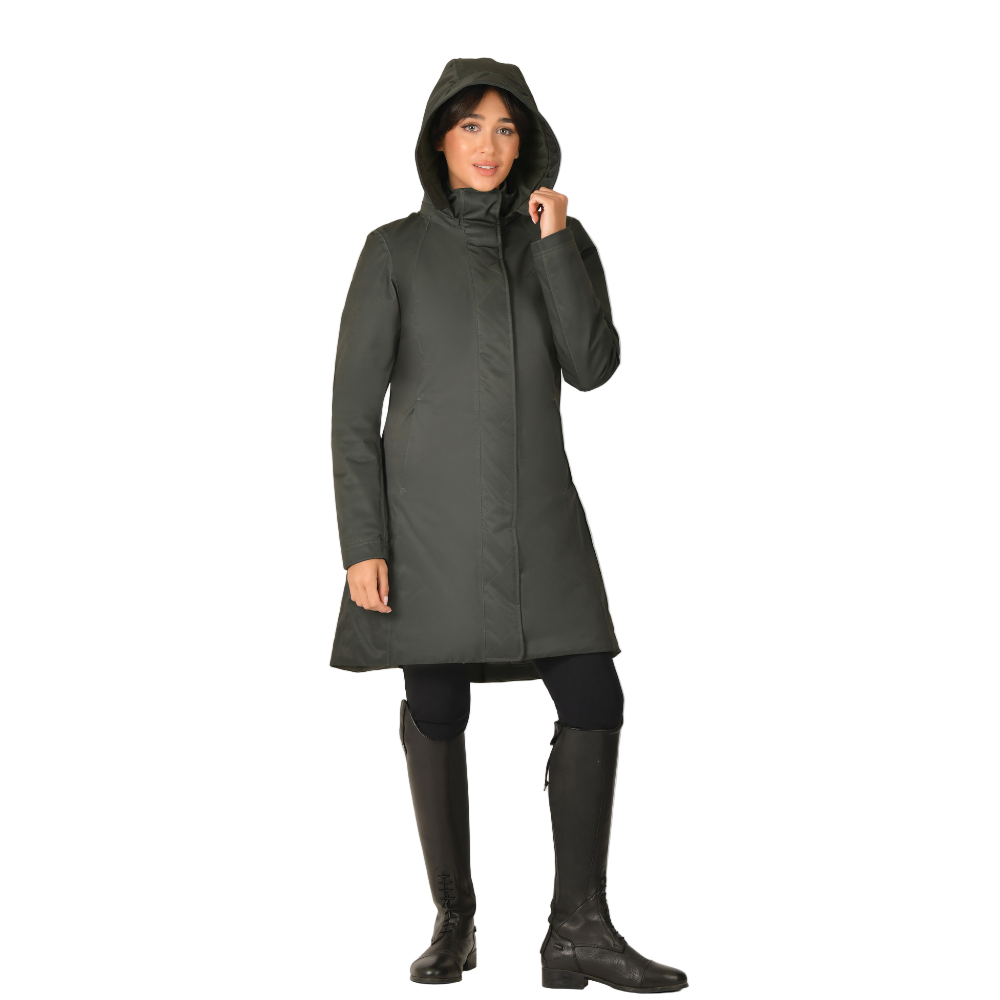 Weatherbeeta Ladies All Purpose Waterproof Longline Equestrian Jacket #colour_midnight-green
