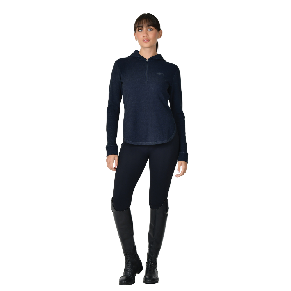 Weatherbeeta Ladies London Layer Long Sleeve Top With Hood #colour_dark-navy-marle