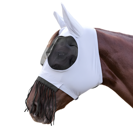 Waldhausen Puck Fly Mask With Nose Fringes #colour_silver-grey