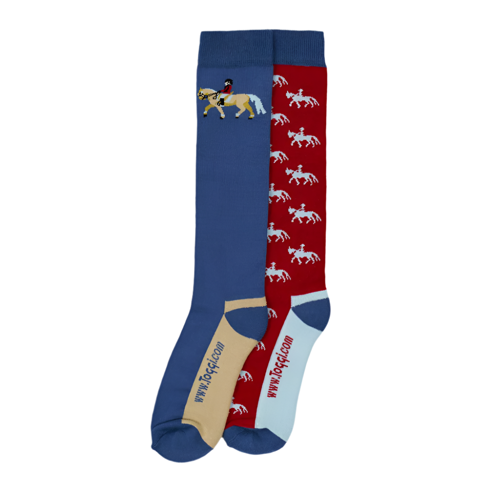 Toggi Show Jumper Socks 2 Pack #colour_blue-red