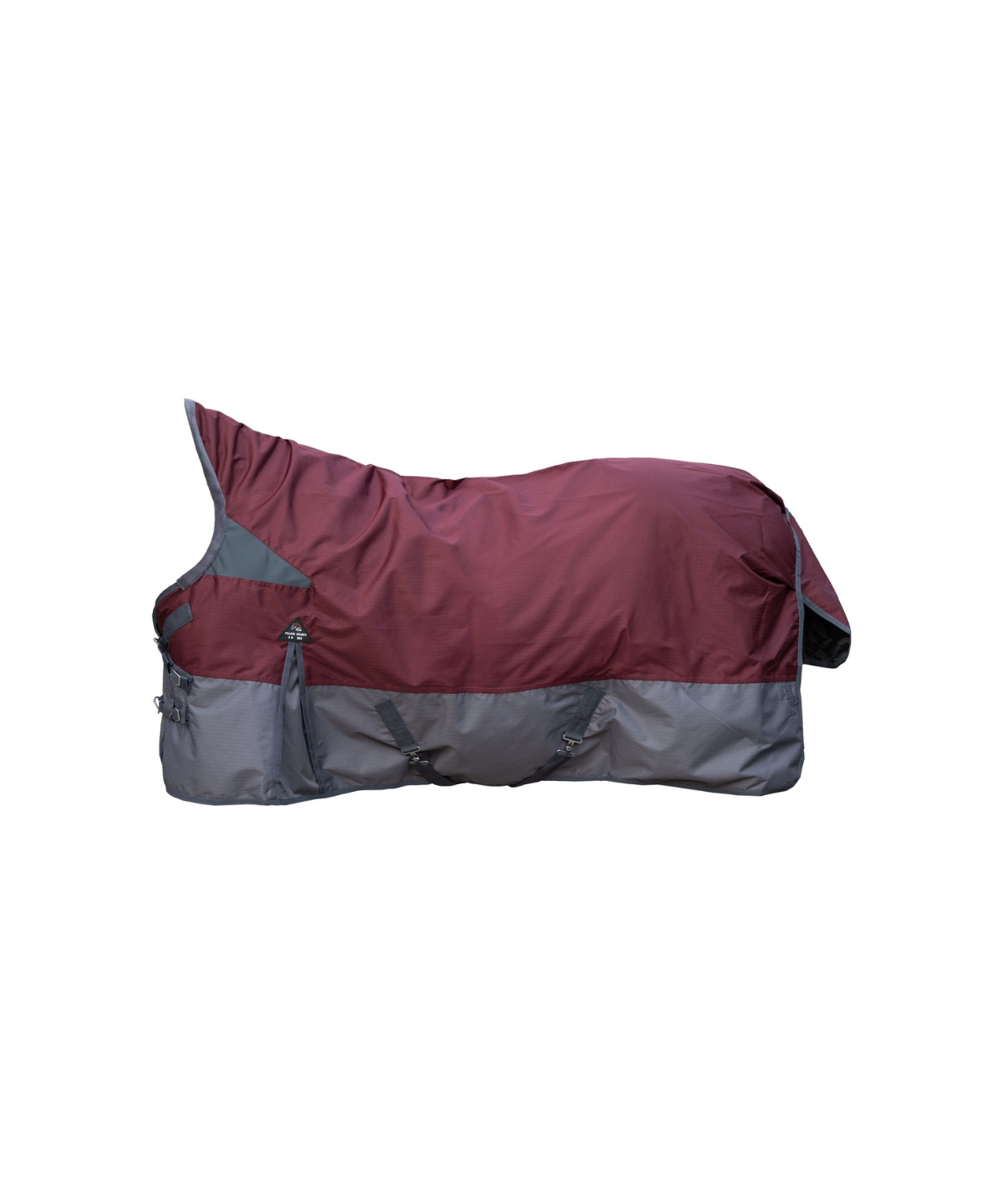 HKM 600D 200g High Neck Turnout Rug -Yukon- #colour_dark-red-grey