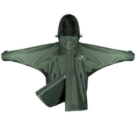 EQUIDRY Women's Thin Fleece Shortie #colour_black-forest-green