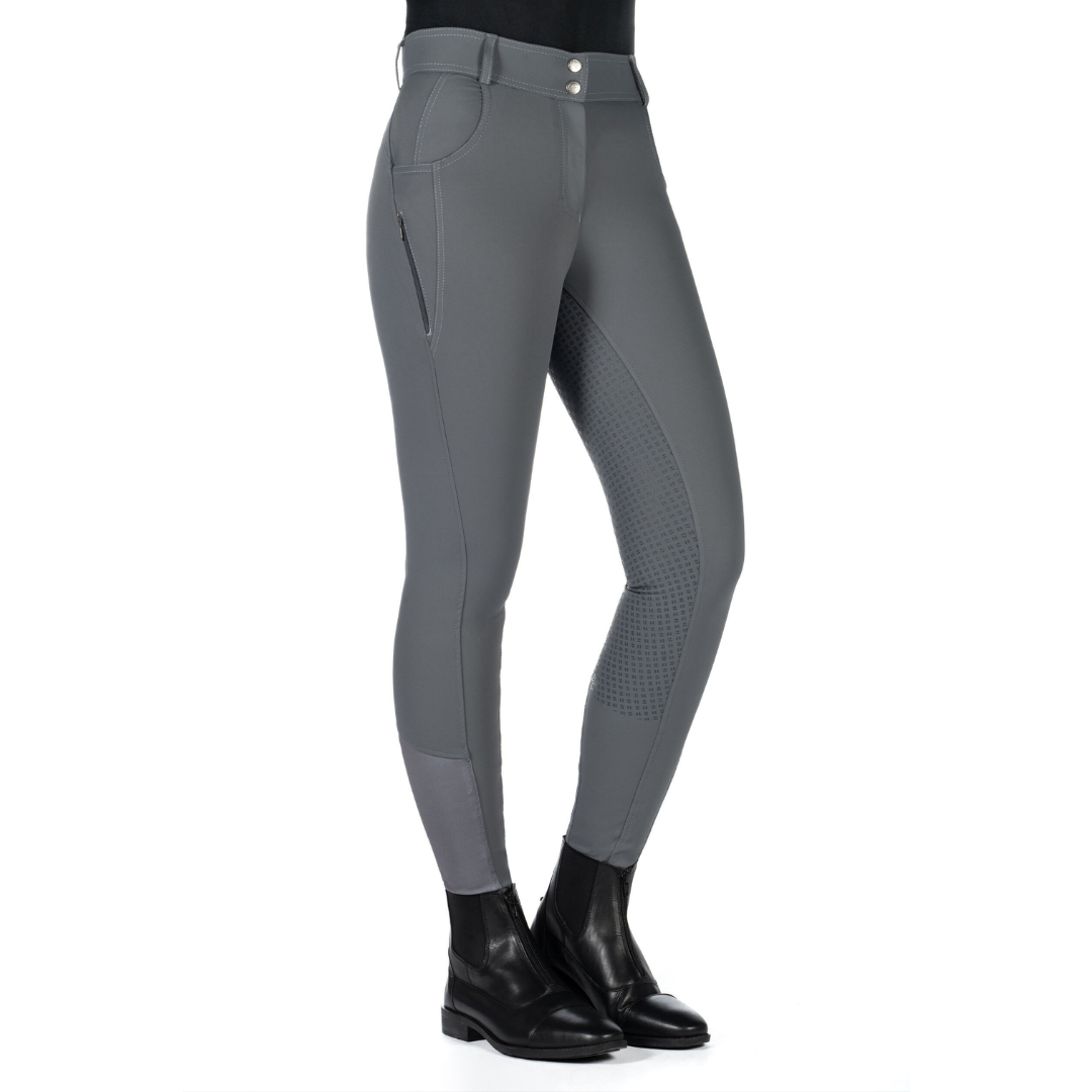 HKM Children's Silicone Full Seat Riding Breeches -Ari Mid Rise- #colour_grey