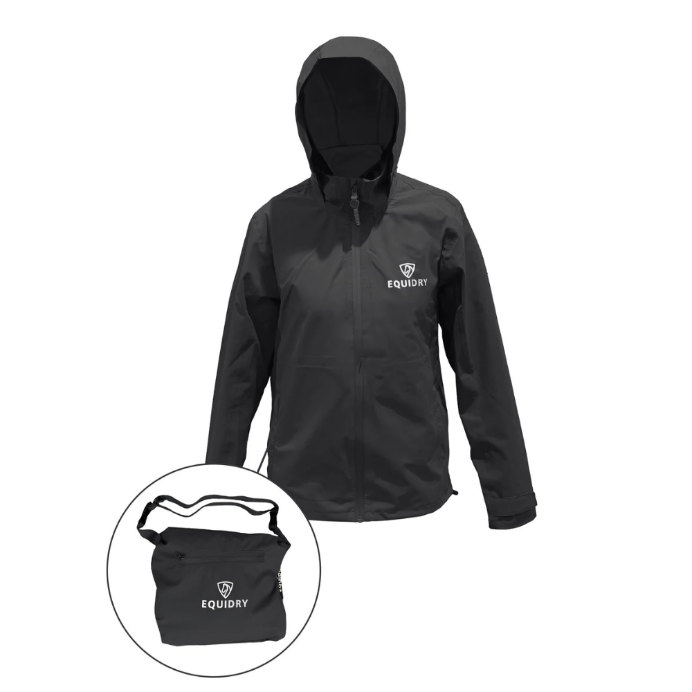 EQUIDRY Children's Nimbus Pack Away Jacket #colour_black