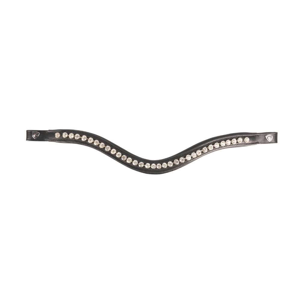 ProPresicce Signature Curved Diamante Browband by Hy Equestrian #colour_black-with-silver-diamantes
