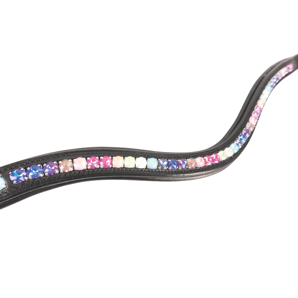 ProPresicce Signature Curved Diamante Browband by Hy Equestrian #colour_black-with-rainbow-diamantes