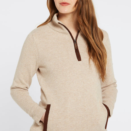 Dubarry Womens Morrisey Zip Neck Sweater #Colour_oat