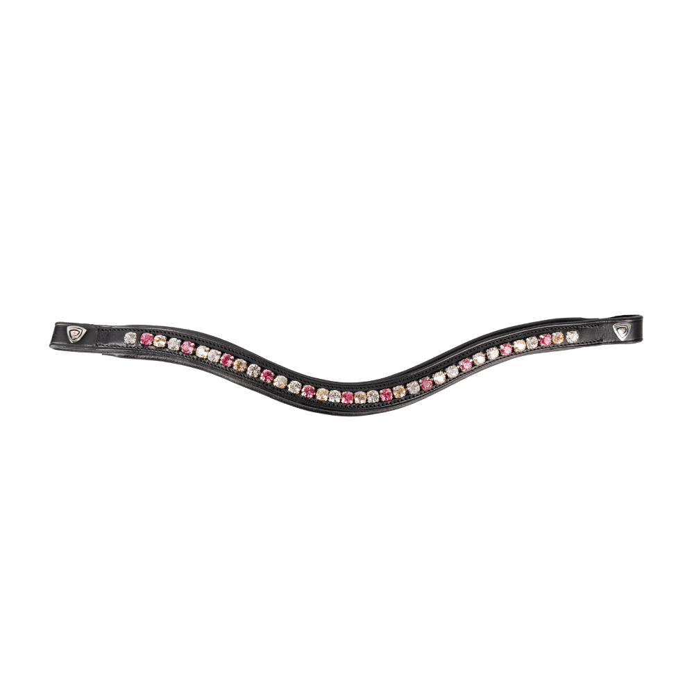 ProPresicce Signature Curved Diamante Browband by Hy Equestrian #colour_black-with-pink-silver-taupe-diamantes