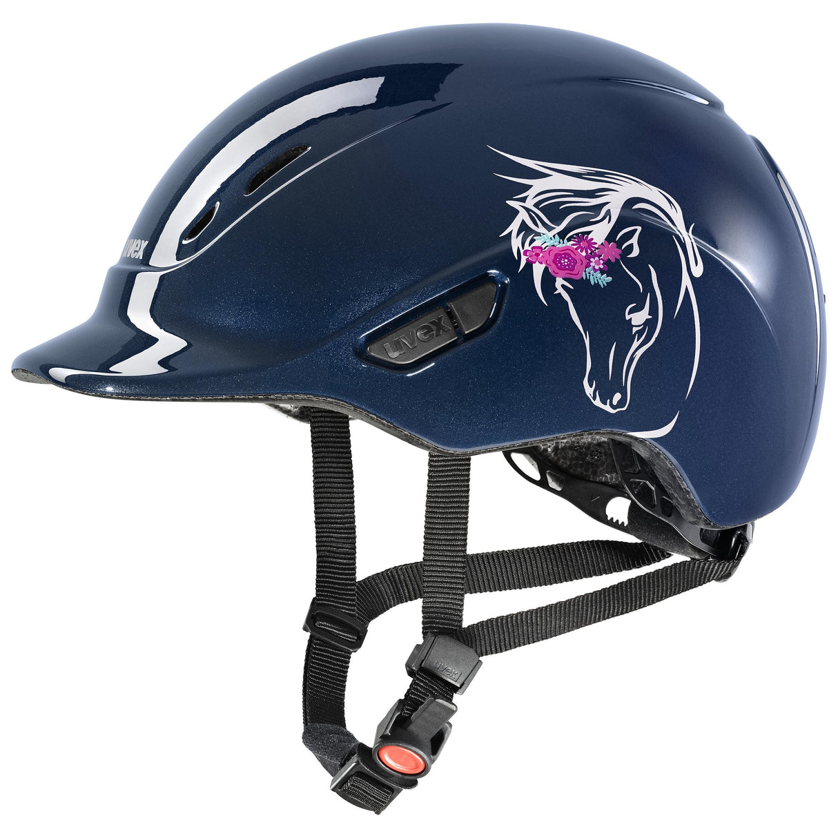 Uvex Kiddox Flower Riding Hat #colour_navy-shiny