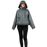 EQUIDRY Women's Thin Fleece Shortie #colour_grey-peacock-pink