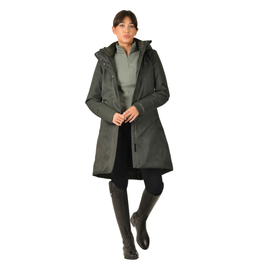 Weatherbeeta Ladies All Purpose Waterproof Longline Equestrian Jacket #colour_midnight-green